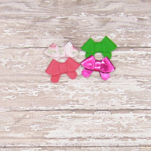 Set of 4 felt bows pink, green, floral, metallic (Alligator Clip Left)