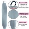 Kediciz Ponytail Extension Warp Around Pony Tail with Hair Tie 24inch Long Synthetic Yaki Straight Braiding Hair Ponytail DIY Braided for Women Girls Daily Party Cosplay,Slivey Grey