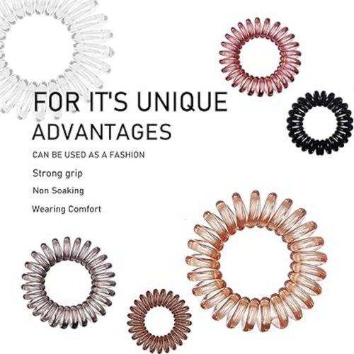 Kusport 17 Hair Wrap Stretch Anti-Wrinkle Spiral Hairband Headband Multicolor Waterproof Phone Cord Curling Accessories