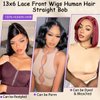 Bob Wig Human Hair 13x6 Lace Front Wigs Human Hair Straight Frontal Wigs Human Hair HD Transparent Lace Wig Short Bob Human Hair Wigs for Black Women Pre Plucked Blunt Cut Wig (12 Inch)