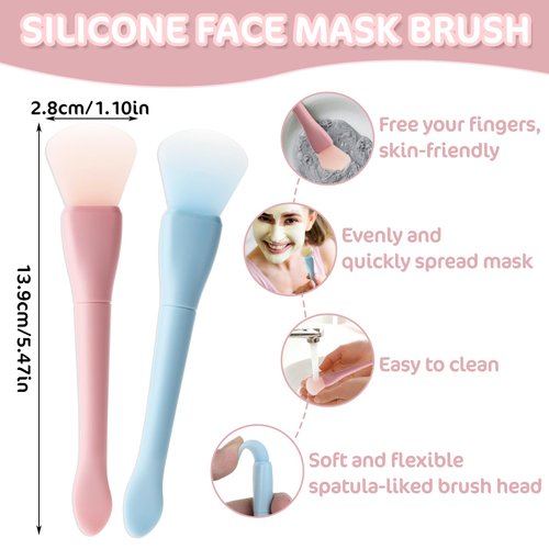 2PCS Silicone Mask Applicator, Silicone Face Mask Brush, Soft Face Mask Spatula, Facial Mask Brush Skincare Applicator for Facial Mud, Clay Mask, DIY, Modeling Mask, Body Lotion