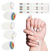 ALICE & BELLA Semi Cured Gel Nail Strips - Look For The Rainbow - Milky White Base w/Multi Color Rainbow Mani Polish Wraps Kit - Manicure Art Stickers Pride Mani - Use With Any UV Light Lamp