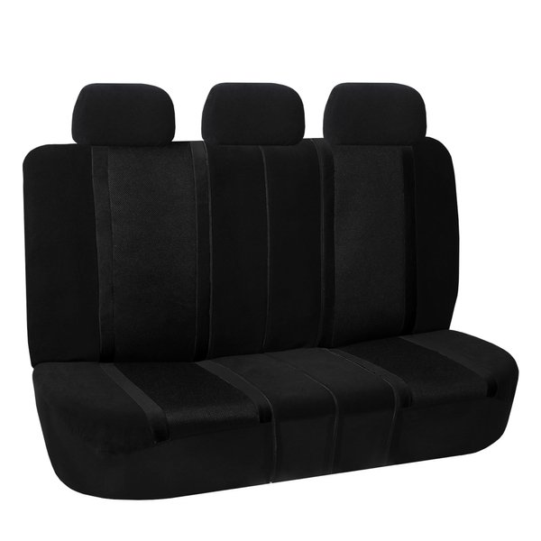 FH Group Automotive Seat Cover Universal Fit Rear Seat Cover Sports Solid Black Seat Cover for Back Seat Split Bench Car Seat Protector for Dogs and Kids, Car Interior Accessories for SUV Sedan Van
