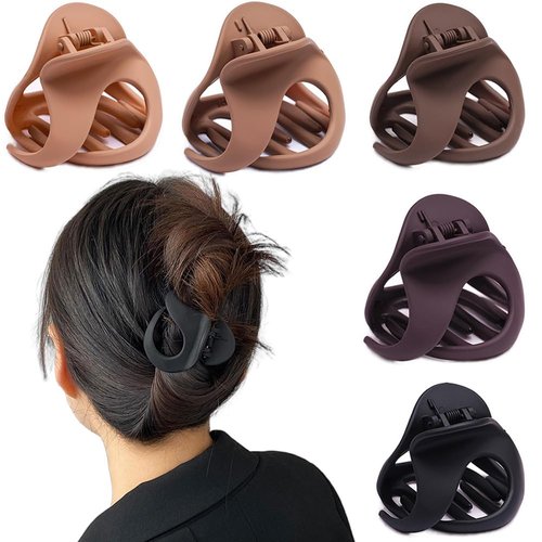 Hair claw Clips for Women Thick Hair 5pcs,Strong Grip Secure Hold Inner Teeth,Small Hair Clip for Girls Thin Hair No Slip Beauty Accessories (Neutral colors-5)