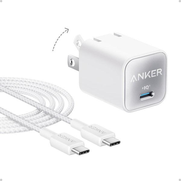 Anker Nano Charger, USB C GaN Charger 30W, PIQ 3.0 Foldable PPS Fast Charger for iPhone 16/15 and More Series, Galaxy, iPad, Compatible with MagSafe