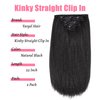 Yargel Hair 22 Inch Kinky Straight Clip in Hair Extensions for Black Women Yaki Straight Clip ins Full Head Seamless Synthetic Hair Pieces(2 pack)