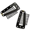 Jmkcoz 20pcs Snap-Comb Wig Clips with Rubber for Hair Extension Hairpiece DIY Clip in Hair Extensions 10-Teeth Wigs Weft Black Color