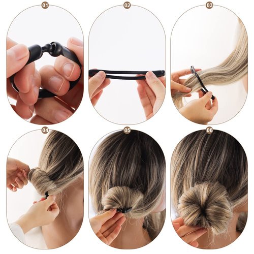 AEVBSOY 4 Pcs Hair Bun Maker Magic Hair Twist Donut Hair Bun Maker Ring Style Bun Ponytails Tool Hair Accessories Dish Headbands French Twist Hair Curler Magic Hair Styling Bun Shaper DIY Hair Bun