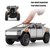 Cybertruck Toy 1/24 Die Casting Cyber Truck with Alloy Motorcycle Diecast Metal Display Model Pickup Truck Toy Race Car with Sound and Light Effct Ideal Gift Age for 6 Year Up (Silver)