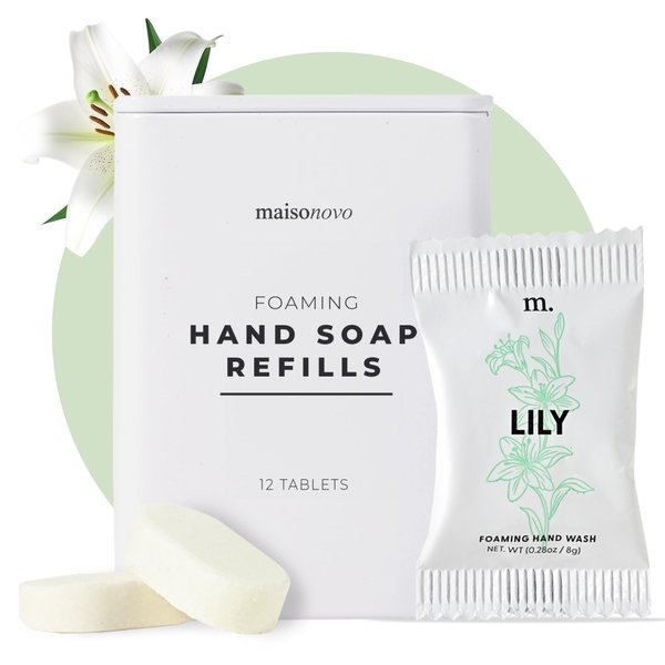MAISONOVO 12 Pack Lily Scent Foaming Hand Soap Tablets