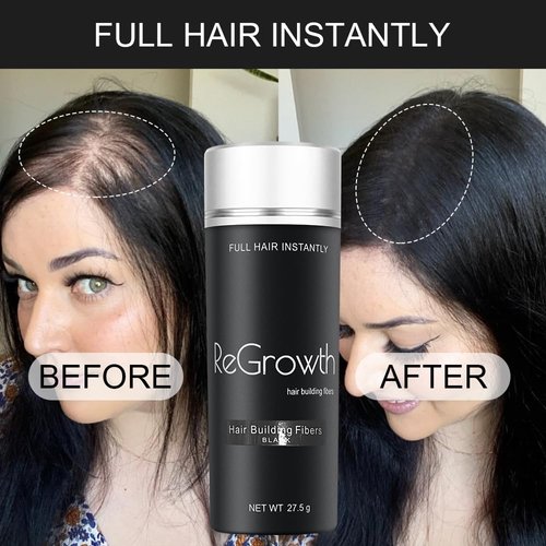 Regrowth Hair Building Fibers (BLACK) 27.5 Hair Fiber for Thinning Hair & Bald spots Hair Loss Concealer in seconds Hair Thickening Fibers for Men & Women