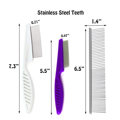 TuNan 7 Pcs Pet Dog Grooming Comb, Metal Head Comb for Long Hair, Dog Tear Stain Remover Combs, Hair Combs Remover for Dogs Cats, Pet Grooming Tool Removes Crust, Mucus and Stains - 5 Types