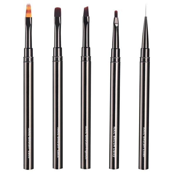 Oneleaf Nail Art Brushes Set-5PCS Nail Tool for Nail Art U V Gel Nail Brushes, Acrylic Nail Brushes, Liner Brushes, Dotting Tools, Dust Brush, Dual End Drawing Pen, Nail Design Kit for Nail Salon Home Use