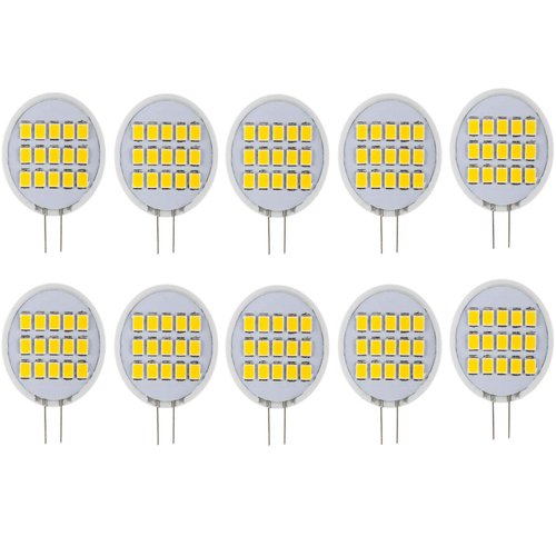 CBconcept UL Listed, SidePin G4 LED Light Bulb, 10 Pack, 1.8 Watt, Dimmable,220 Lumen, Pure White 6000K, 180 Degree Beam Angle, 12 Volt,20W Equivalent, G4 Bi Pin Base Halogen Replacement Bulb