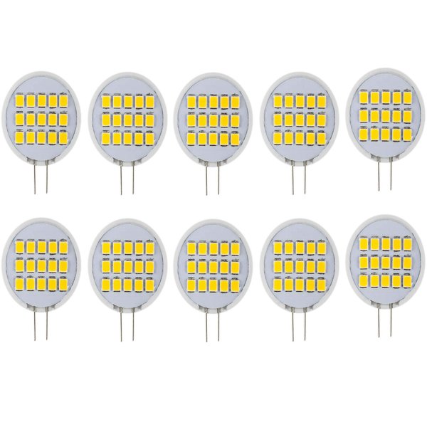 CBconcept UL Listed, SidePin G4 LED Light Bulb, 10 Pack, 1.8 Watt, Dimmable,220 Lumen, Pure White 6000K, 180 Degree Beam Angle, 12 Volt,20W Equivalent, G4 Bi Pin Base Halogen Replacement Bulb