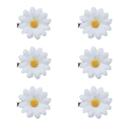SOWAKA 6 Pcs Daisy Hair Clips Vintage Sun Flower with Hair Alligators Clips Hair Barrette for Women Girls Wedding Summer Beach Bridesmaid Bridal Partis Hair Accessories (White)