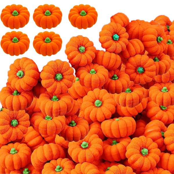 36 Pieces Pumpkin Erasers Bulk Halloween Fall Mini 3D Erasers Cartoon Novelty Party Pencil Rubber Cement Eraser Fall Party Favor Stationery for Classroom School Kid Gift Rewards (Orange)