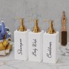 Akalin Refillable Shampoo and Conditioner Bottles, 16oz White and Gold Soap Dispenser Bathroom, Shampoo and Conditioner Dispenser for Bathroom Lotion Body Wash Massage Oils (White)