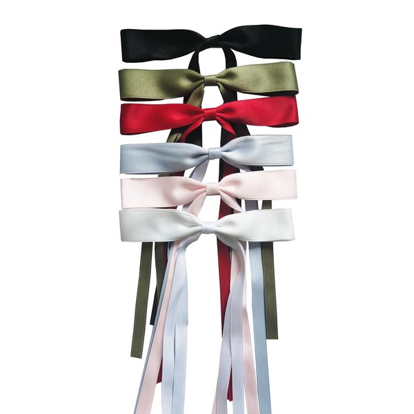6 Pcs Hair Bows For Women, Silky Satin Ribbon Hair Clips Bowknot With Long Tail，Bowknot Hair Clips Hair Barrettes Hair Accessories For Women Girls (Black, White, Pink, Burgundy, Green, Blue)