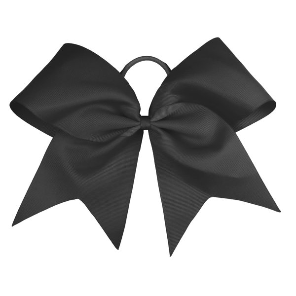 HipGirl Black Bows Cheerleader Gifts,Softball Gifts,Cheer Bows Hair Ties-6" Hair Bows for Girls, Hair Bows for Women Mounted on Elastic Ponytail Holders Hair Ties, (2pc Black Cheerleading Hair Bows)