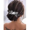 Unsutuo Flower Bride Wedding Hair Comb Silver Crystal Bridal Hair Accessories Pearl Hair Piece for Women and Girls