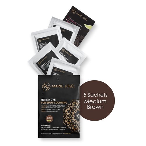 Marie-José & Co Henna Dye Set - Professional Henna Tint for Spot Coloring - Good for 50 Applications (Medium Brown)