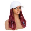 YOUGRACE Baseball Cap Wig with Crochet Faux Locs, Dreadlock Crochet Hair Wig, Straight Faux Locs Crochet Synthetic Hair Soft Braid Hat Wig (White Cap-Wine Red Braid)