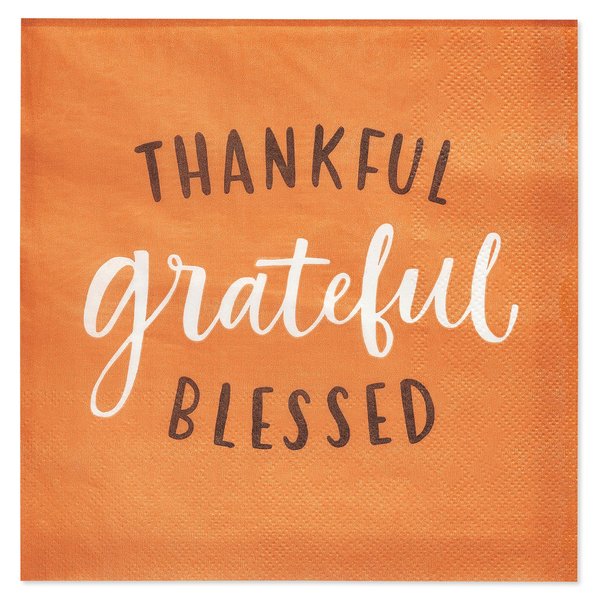 American Greetings 50-Count 6.5 in. x 6.5 in. Lunch Napkins, Thankful Thanksgiving Party Supplies
