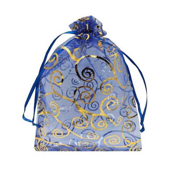 Ankirol Sheer Organza Favor Bags 6x8'' For Wedding Baby Shower 100pcs Gift Bags Samples Display Drawstring Pouches (blue swirl)