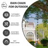 Qipade Square Rain Chain, Black Rain Chains for Gutters 10 FT, Adjustable Rain Catcher Chain with Bell for Eaves Drainage, Rain Gutter Chain Downspout，Black（12 Cups ）