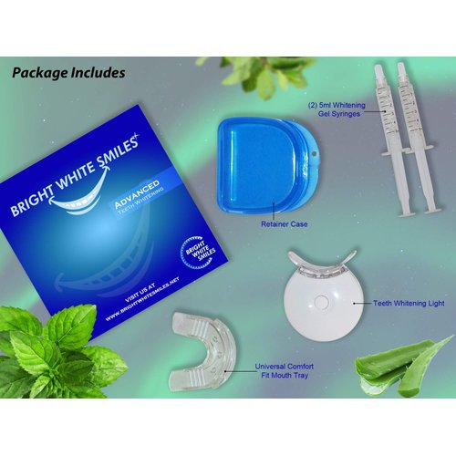 Bright White Smiles Advanced Teeth Whitening Kit - LED Light Tooth Whitener with 44% Carbamide Peroxide, Whitening Gel, Mouth Tray & Storage Case