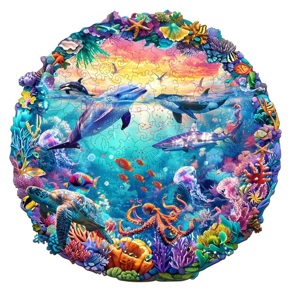 NANFUNCF Wooden Puzzles for Adults(200 Pieces) Marine Animal Puzzle-Irregular Wood Puzzles Adult-Unique Shape Wooden Puzzle, Christmas Puzzle Gifts for Seniors Women DIY Puzzle Lovers