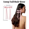 Silky Satin Big Bow Hair Barrette for Women Girls Ribbon Big Hair Bow Clips Bowknot Hair Clips with Long Tail Hair Barrettes with Bow (Pink*2/Beige*2/Black*2(Long tail))