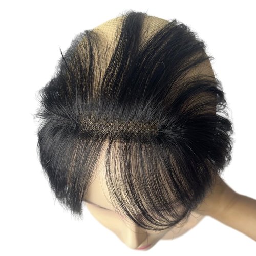 Clip In Baby Hair Air Bang Natural Human Hair Side Bangs Invisible Edge Replacement Fringe Forehead Hairline For Women Glueless Hair Extensions (Black)