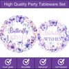 121 Pcs Butterfly Kisses Birthday Wishes Party Decor Butterfly Paper Plates Napkins Forks Cups Tablecloth Banner Dinnerware for Butterfly Baby Shower 1st 2nd 3rd 4th Bday Party Supplies Decorations