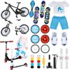 35 Pcs Mini Finger Toy Set, Finger Scooter/ Skateboards/Shoes/Bikes/ Tops/Pants/ Knee Pads, Tiny Swing Board, Mini Bike Wheels Toys for Party Favors