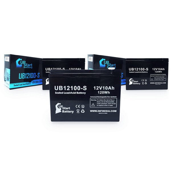 3 Pack Replacement for eZip eZip 1000 Battery - Replacement UB12100-S Universal Sealed Lead Acid Battery (12V, 10Ah, 10000mAh, F2 Terminal, AGM, SLA)