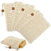 Ouligay 4pcs Soap Bags, Natural Sisal Soap Saver Bag, Exfoliating Soap Pouch, Soap Scrubber Pouch, Plastic-Free Exfoliating Foaming and Drying Soap Holder for Shower