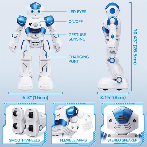 SGILE RC Robot Toys for Kids, Gesture Sensing Programmable Rechargeable Remote Control Robot for Age 3 4 5 6 7 8 12 Year Old Boys Girls Birthday Gift Present, Blue