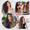 Clip in Hair Extensions, FLUFYMOOZ 4PC 100％ Pure Protein Silk Hair Extensions Long Soft Natural Hairpiece 20 Inch Curly Hair Extension for Women (Black with Copper Golden Blonde)
