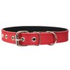 Genuine Leather Dog Collar, Cotton Padded, 1" Wide. (Neck Circumference: 15"-18.5", Red)