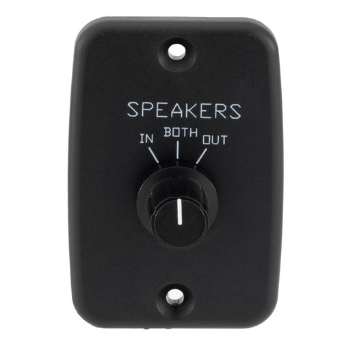 RecPro RV Speaker Switch 3-Position Control Panel | Labeled Twist Knob | Play Audio from Inside, Outside, or Both | Interior/Exterior Music and Sound Control