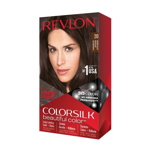 Revlon ColorSilk Hair Color, 20 Brown Black 1 ea(Pack of 3)
