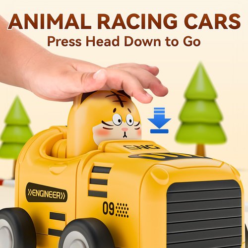 SEPHIX Toddler Car Toys for 1 Year Old Boy - First Birthday Gifts for 1 2 3 Year Old Boy - Press and Go Cars Baby Animal Racing Trucks Toy for Little Kids Ages 1-6