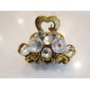 Small mini antique bronze bow metal hair claw clip with crystals bridal clip