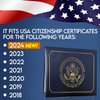 US Citizenship Certificate Holder | US Citizenship Gifts | Naturalization Certificate Padded Holder with Cover. Golden Great Seal of The United States.