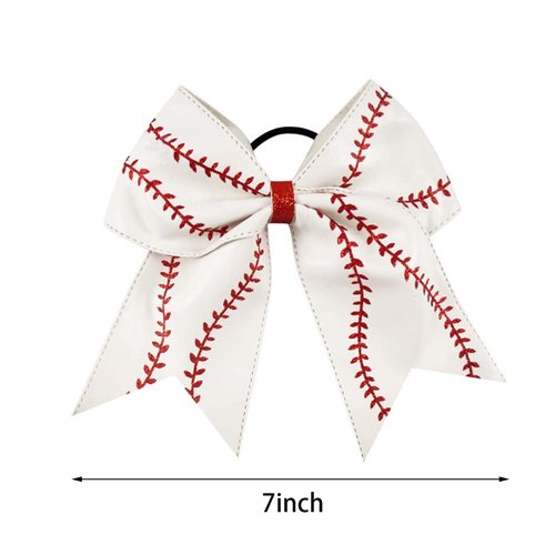 Softball Hair Bows 7Inch Softball Cheer Bows Glitter Leather Baseball Cheer Bow Softball Hair Ties Ponytail Holder Elastic Softball Hair Accessories for Girls Teen Softball Baseball Competition Sports