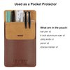 Pocket Protector, 3 Pcs Leather Pocket Pen Holder Organizer Pouch for Shirts Lab Coats Pants Pen Sleeve - Multi-Purpose Pen Pocket Holds Pens Pointers Pencils and Notes Card (Brown, Black,Blue)