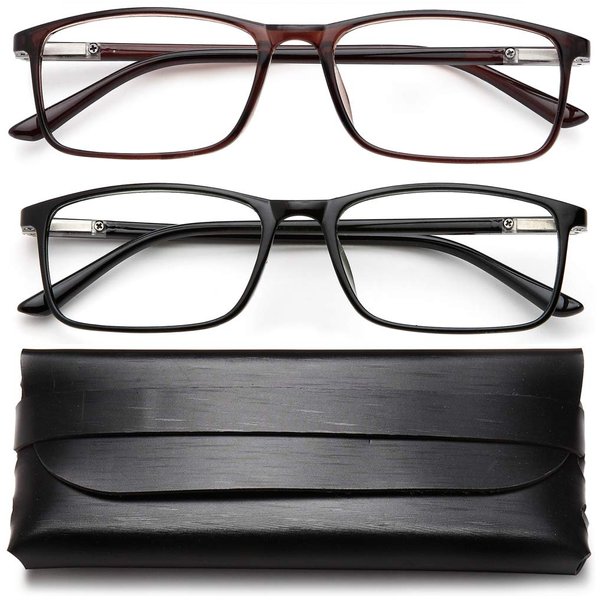 YTDBNS Reading Blue Light Blocking Glasses - 2 Pack Computer Readers Men Women Spring Hinge Black/Brown (black&brown, 2.75)