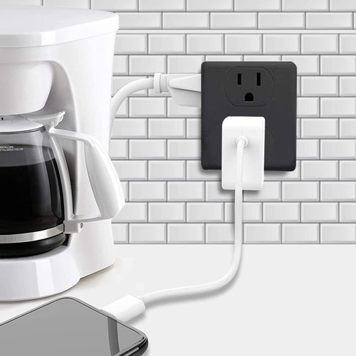 Outlet Extender, HICITY Multi Plug Outlet with 6 Electrical Outlets Adapter, 3-Prong Wall Outlet Tap for Cruise Ship Home Office Dorm, Black (2 Pack)